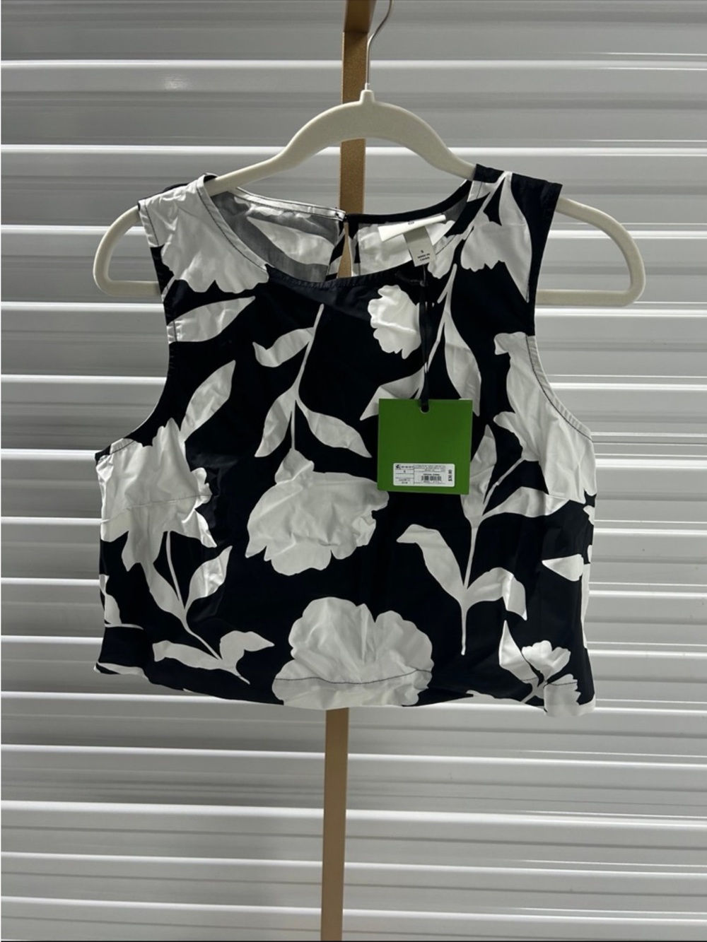 Kate Spade Target Sleeveless Black & White Floral Crop Top XXS NEW